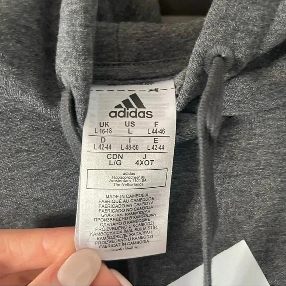 Adidas Essentials Logo Fleece Hoodie Gray/Light Blue Size Large - NWOT - Picture 8 of 10